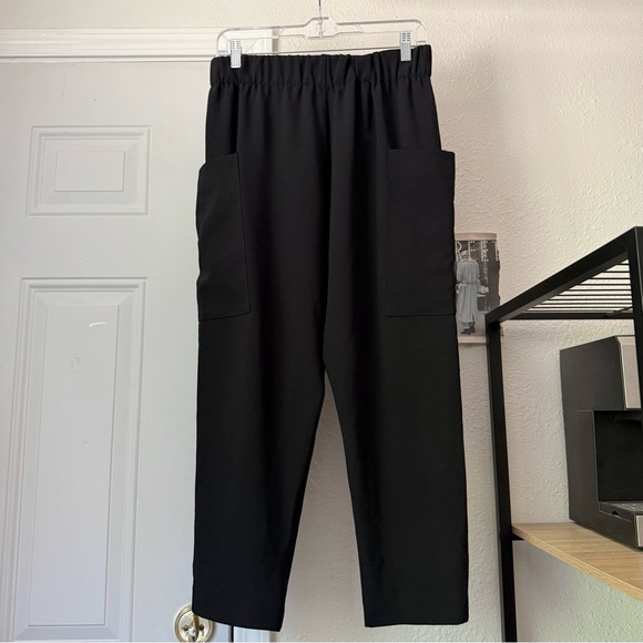 ROUCHA black tapered drop crotch harem cropped comfy wide straight leg pants - Picture 1 of 6